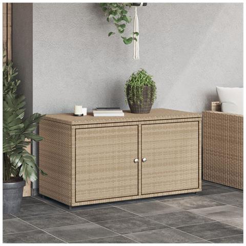 Armadietto Portaoggetti Giardino Beige 110x55x60,5cm Polyrattan - Foto 2