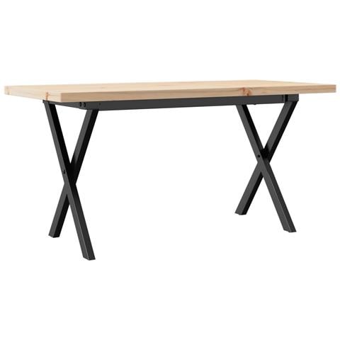 Tavolino Salotto Telaio A X 90x40x45,5cm Massello Pino E Ghisa - Foto 2