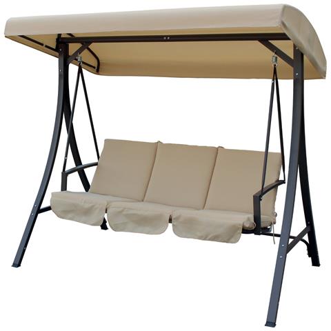 Dondolo Tre Posti In Acciaio Con Cuscini E Tettuccio Beige Bolero - Foto 3