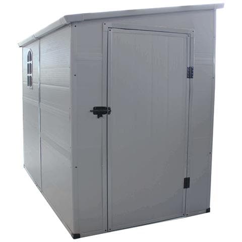 Casetta Cottage Addossata Da Giardino Porta Attrezzi In Resina Effetto Legno Montmartre Grigio Chiaro - Foto 1