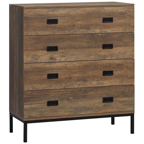 Cassettiera 4 Cassetti In Truciolato E Metallo Per Soggiorno E Camera Da Letto, 80x39x95 Cm, Marrone - Foto 1