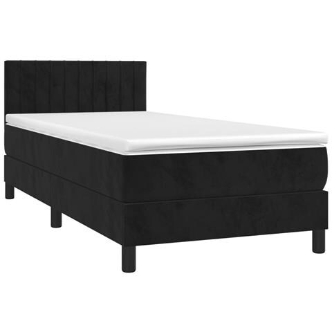 Letto A Molle Con Materasso E Led Nero 100x200 Cm In Velluto - Foto 2