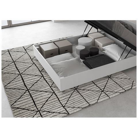 Letto Contenitore 140x190 Testata Inclinata Con Doghe Bianco Frassino Ankel - Foto 2