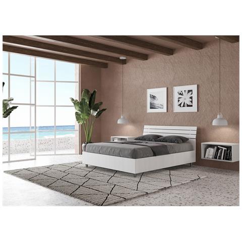 Letto Contenitore 140x190 Testata Inclinata Con Doghe Bianco Frassino Ankel - Foto 5