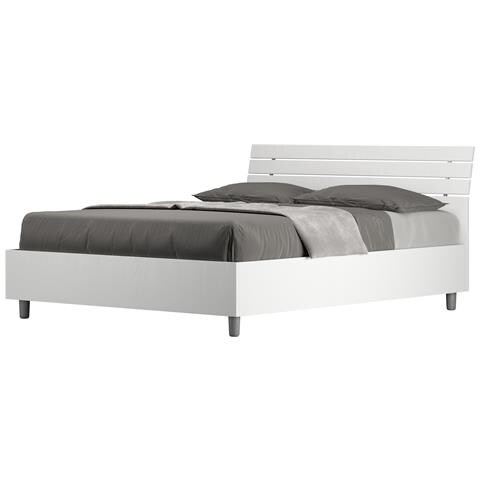 Letto Contenitore 140x190 Testata Inclinata Con Doghe Bianco Frassino Ankel - Foto 1