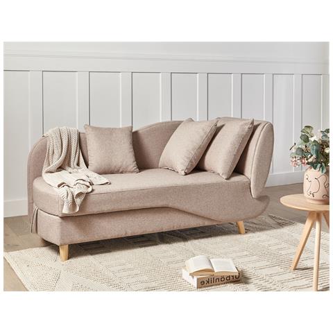 Chaise Longue Versione Destra Meri Lino Sintetico Marrone Chiaro Con Contenitore - Foto 1