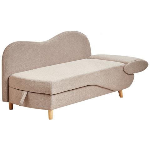 Chaise Longue Versione Destra Meri Lino Sintetico Marrone Chiaro Con Contenitore - Foto 6