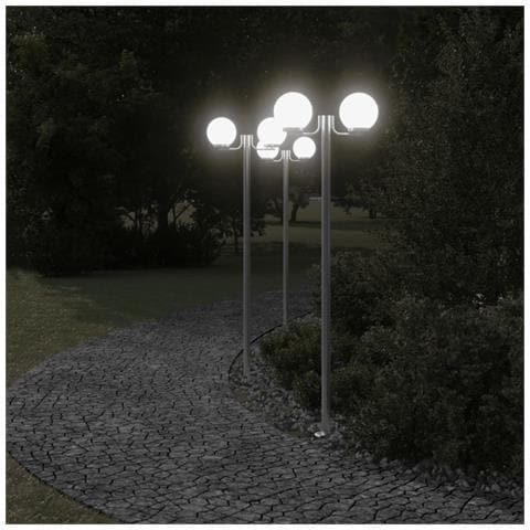 Lampade Da Terra Per Esterni 3pz Argento 215cm In Acciaio Inox - Foto 3