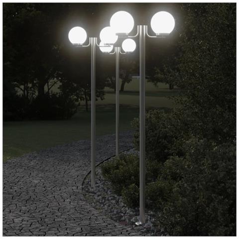 Lampade Da Terra Per Esterni 3pz Argento 215cm In Acciaio Inox - Foto 1