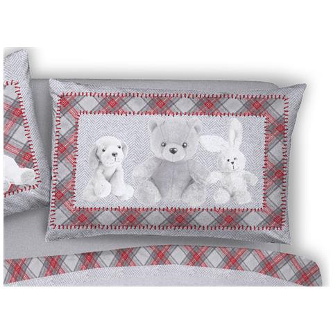 Copripiumino Sacco Piumone Pensieri Delicati Cotone Disegno Peluches Matrimoniale Rosso - Foto 2