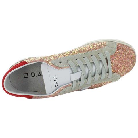 Scarpe Italiane Da Donna Hill Double In Pelle Rosa Glitterata 36 - Foto 3