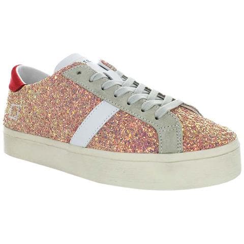 Scarpe Italiane Da Donna Hill Double In Pelle Rosa Glitterata 36 - Foto 1