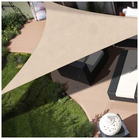 Vela Telo Parasole 5x5 Mt Tenda Triangolare Ombreggiante Giardino Tessuto Beige - Foto 1