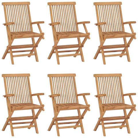 Lusso Casadino -  Sedie Da Giardino Pieghevoli 6 Pz In Legno Massello Di Teak - Foto 2