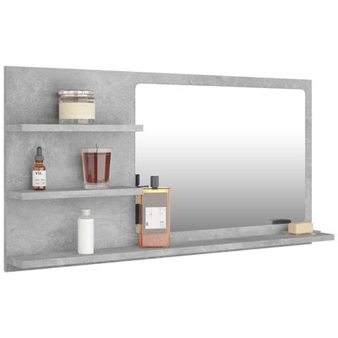 Lusso Casadino -  Specchio Da Bagno Grigio Cemento 90x10,5x45cm Legno Multistrato - Foto 2