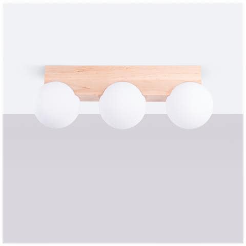 Lampada Da Soffitto Bulbo 3 In Legno Naturale Sl. 1684 - Moderno Lampada Da Soffitto Legno Naturale /bianco 16x46x12 Cm - Foto 2