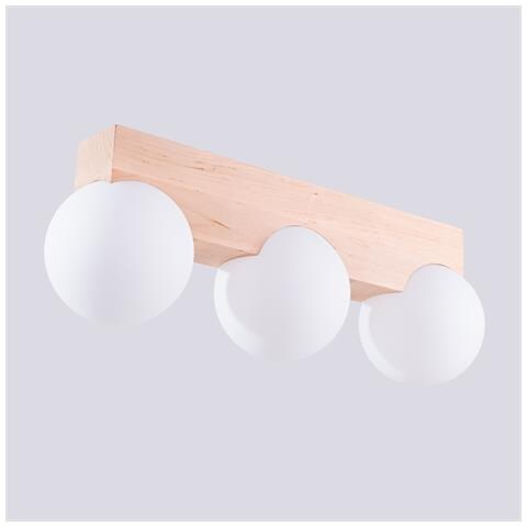 Lampada Da Soffitto Bulbo 3 In Legno Naturale Sl. 1684 - Moderno Lampada Da Soffitto Legno Naturale /bianco 16x46x12 Cm - Foto 8