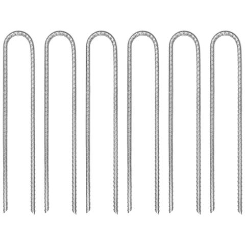 Picchetti per Tenda 6pz a Forma di U 30cm Ø7 mm Acciaio Zincato - Foto 1