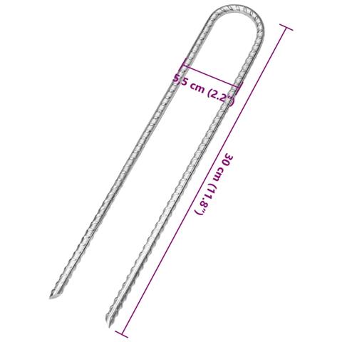 Picchetti per Tenda 6pz a Forma di U 30cm Ø7 mm Acciaio Zincato - Foto 5