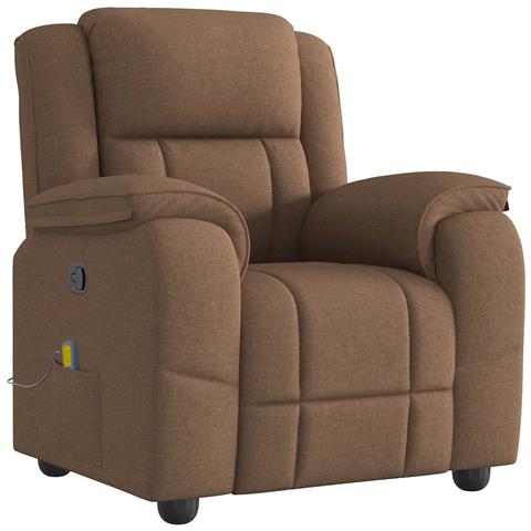 Poltrona Massaggiante Reclinabile Marrone in Tessuto - Foto 1