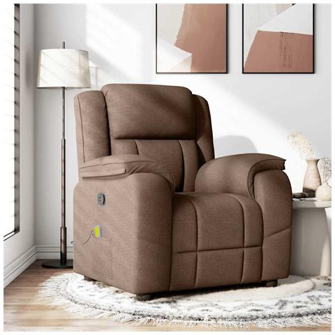 Poltrona Massaggiante Reclinabile Marrone in Tessuto - Foto 2