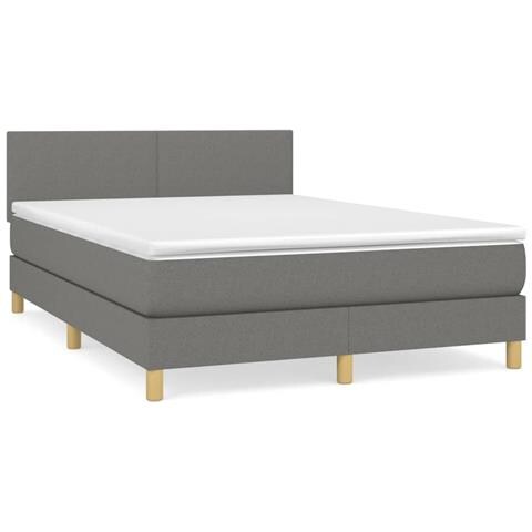 Giroletto a Molle con Materasso Grigio Scuro 140x200cm Tessuto - Foto 1