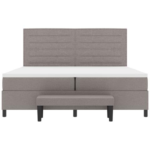 Letto a Box Spring con Materasso e Panchina Taupe 200x200 cm Tessuto - Foto 9