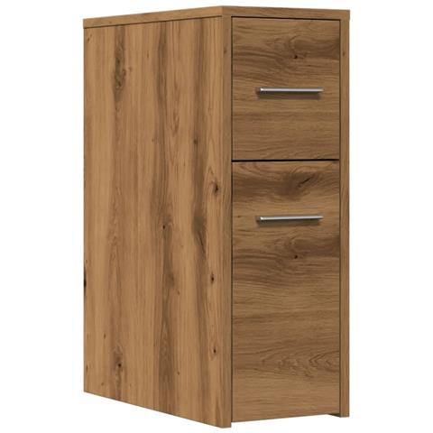 Mobile da Bagno Stretto con Ruote Rovere Artigianale Truciolato - Foto 1