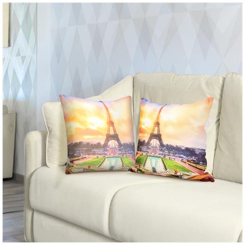Set Di 2 Copricuscini 40x40 Cm Design Moderno Torre Eiffel - Foto 2