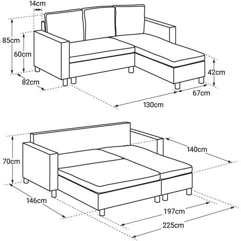 Divano Letto Angolare Wade 3 Posti Grigio Antracite - Foto 2