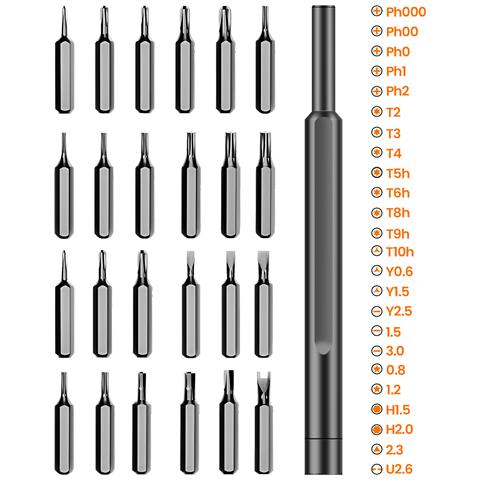 Kit Cacciaviti Magnetici Di Precisione 25 In 1 Per Riparazione Elettronica, Nero - Foto 2