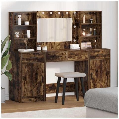 Set Tavolo da Trucco 3 pcs Rovere fumé 78.5 x 41 x 135 cm - Foto 2