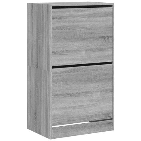 Scarpiera 2 Cassetti Ribaltabili Grigio Sonoma 60x42x108 cm - Foto 1