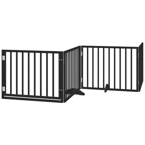 Cancello per Cani Porta Pieghevole Nero 4 Pannelli 320cm Pioppo - Foto 1