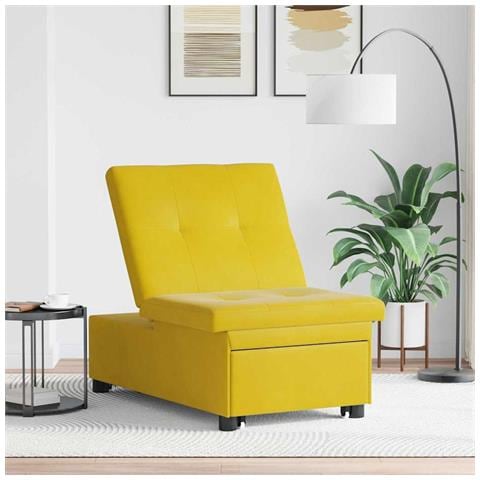 Divano Letto Giallo 67 x 194 x 38 cm Velluto - Foto 2