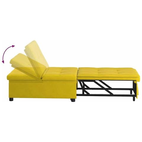 Divano Letto Giallo 67 x 194 x 38 cm Velluto - Foto 9