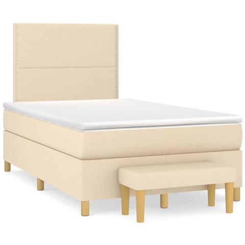 Giroletto a Molle con Materasso Crema 120x190 cm in Tessuto - Foto 2