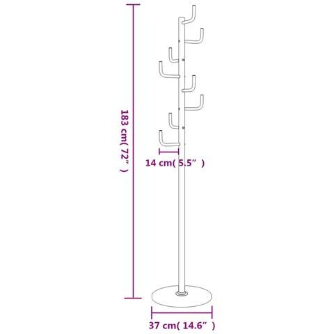 Appendiabiti Bianco 183 cm in Ferro Verniciato a Polvere - Foto 8