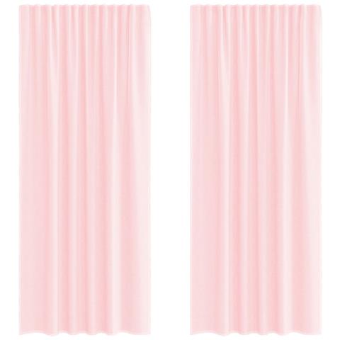 Tende in Voile con Tasche per Aste 2 pz Rosa Chiaro - Foto 1