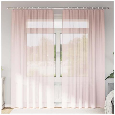 Tende in Voile con Tasche per Aste 2 pz Rosa Chiaro - Foto 2