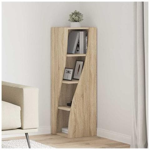 Mobile angolare Bianco 32x32x102cm Legno multistrato - Foto 2