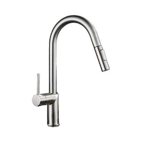 Rubinetto per lavello da cucina, Blackswan, tipo M384 con 2 modalità e doccetta estraibile, modello nichelato, misura 39 cm - Foto 1