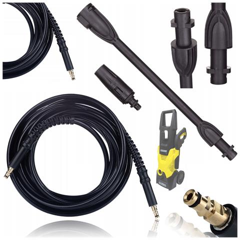 Tubo Alta Pressione 10m Click-click Compatibile Con Idropulitrice Kärcher K2-k7 - Nylon Resistente, 180 Bar, 60°c, Set Con Lancia Vario - Foto 1