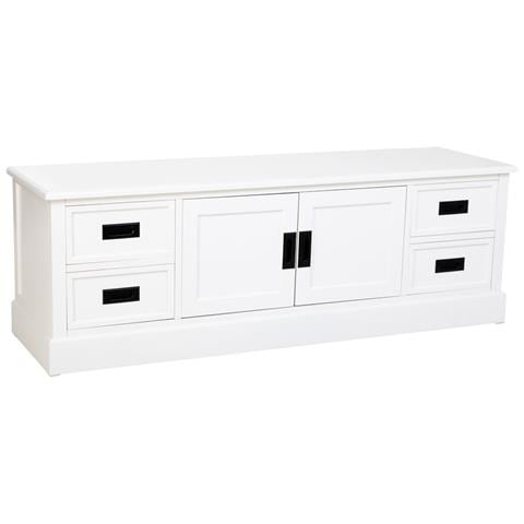 Mobiletto Basso In Legno Bianco Con 2 Ante 4 Cassetti 154x45x51,5h Cm - Foto 1