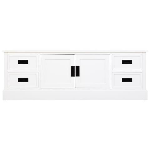 Mobiletto Basso In Legno Bianco Con 2 Ante 4 Cassetti 154x45x51,5h Cm - Foto 2