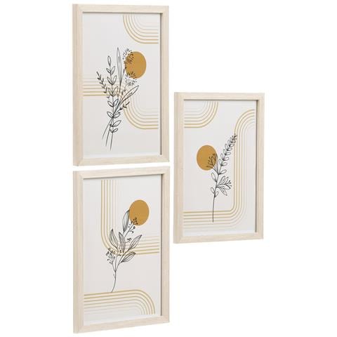 Set 3 Cornici Madison In Mdf Naturale Con Stampe Botaniche - Foto 2