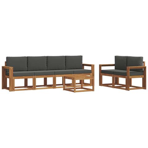 Set di divani da esterno con cuscino 7 pcs Naturale e Antracite - Foto 1