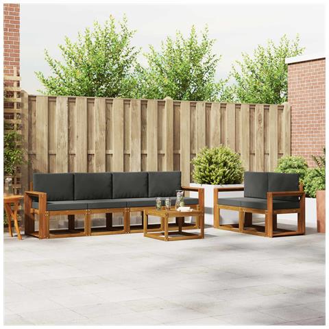 Set di divani da esterno con cuscino 7 pcs Naturale e Antracite - Foto 2