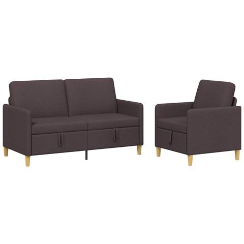 Set di Divani con Storage 2 pcs Marrone Scuro Poliestere - Foto 1