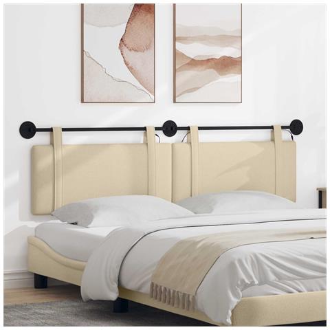 Testiera sospesa Con luce LED Crema Tessuto - Foto 2